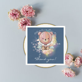 Erlebnis erwartet Bear Hot Air Ballon Babydusche Serviette