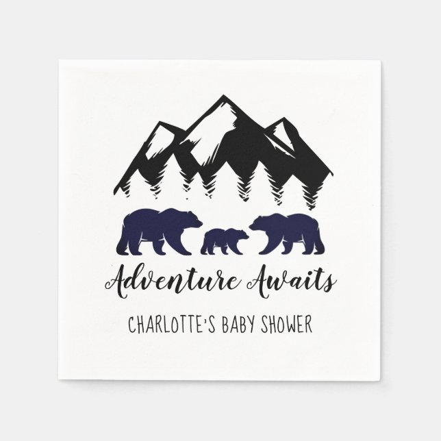 Erlebnis erwartet Bears Baby Dusche Napkins Serviette (Vorderseite)