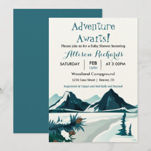 Erlebnis erwartet Berge Reise Baby    Dusche Einladung