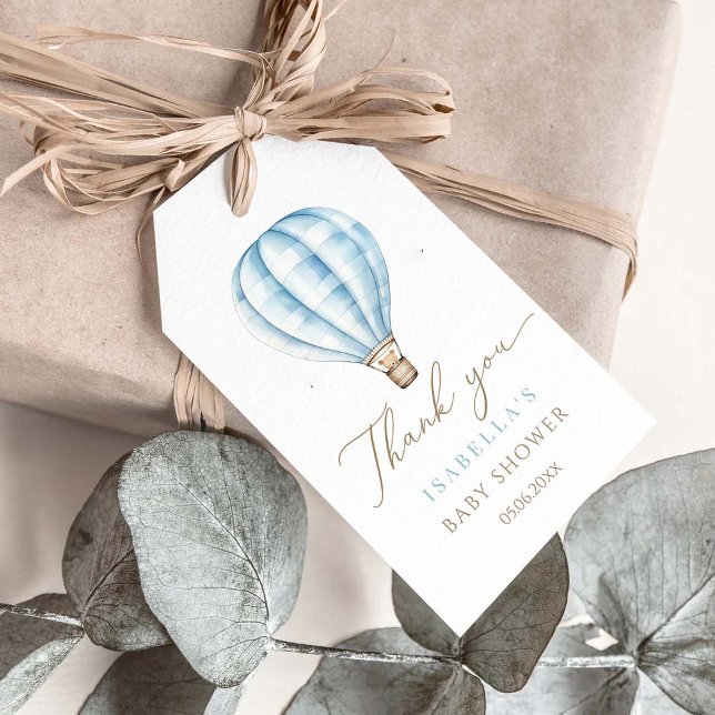 Erlebnis erwartet Blue Hot Air Ballon Baby Dusche Geschenkanhänger (Von Creator hochgeladen)