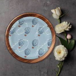 Erlebnis erwartet Blue Hot Air Ballon Baby Dusche Pappteller