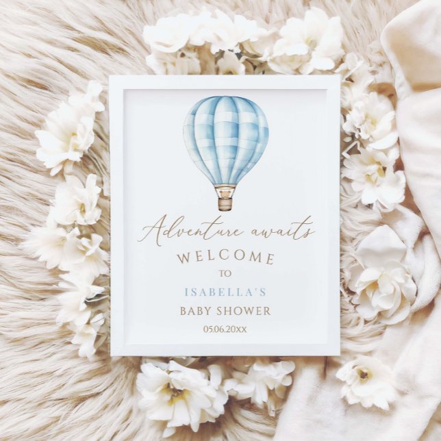 Erlebnis erwartet Blue Hot Air Ballon Baby Dusche Poster (Von Creator hochgeladen)