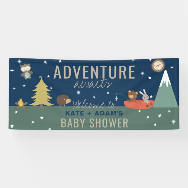 Erlebnis erwartet Boy Woodland Baby Shower Banner (Horizontal)
