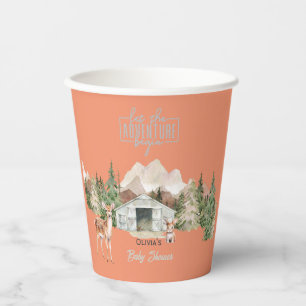 Erlebnis erwartet Burnt Orange Mountain Baby Showe Pappbecher