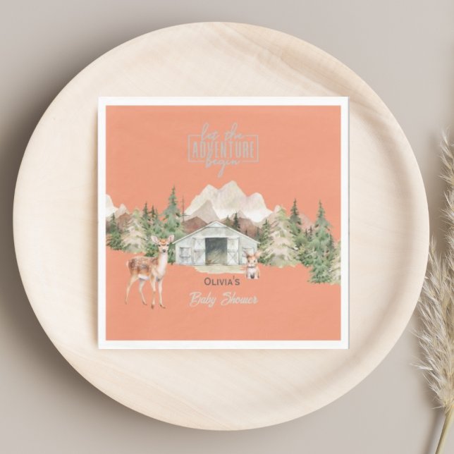 Erlebnis erwartet Burnt Orange Mountain Baby Showe Serviette (Von Creator hochgeladen)