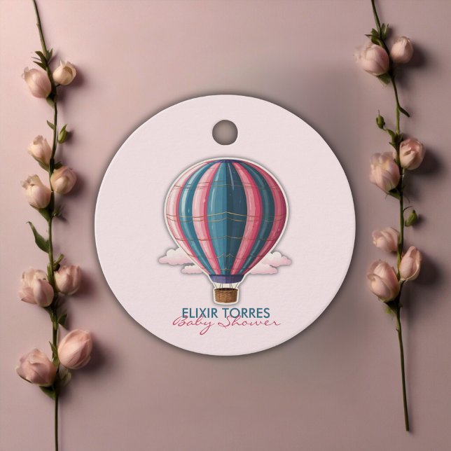 Erlebnis erwartet festliche Blue Pink Baby Dusche Geschenkanhänger (Von Creator hochgeladen)