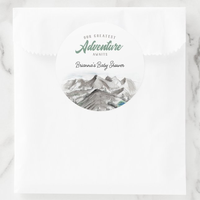 Erlebnis erwartet Forest Baby Shower Mountains Runder Aufkleber (Tasche)