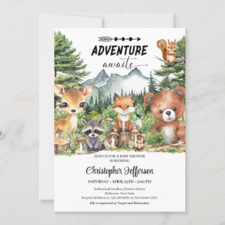Erlebnis erwartet Forest Woodland Animals Dusche Einladung