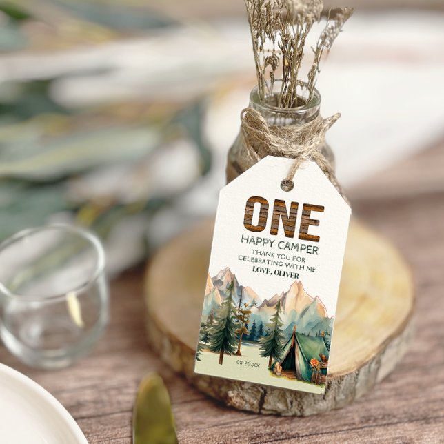 Erlebnis erwartet Happy Camper Geburtstag Vorzugst Geschenkanhänger (Von Creator hochgeladen)
