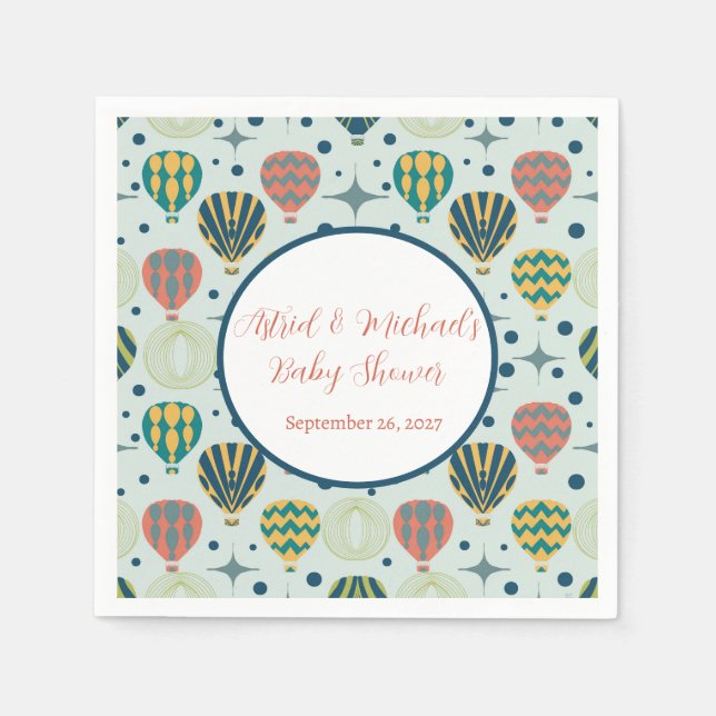 Erlebnis erwartet Hot Air Ballon Sage Baby Dusche Serviette (Vorderseite)