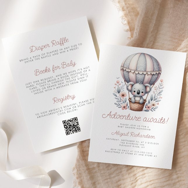 Erlebnis erwartet Koala Bären QR Code Baby Shower Einladung (Von Creator hochgeladen)