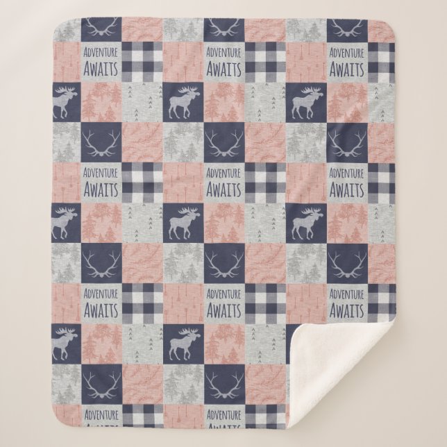 Erlebnis erwartet Minky/Sherpa-Wirbel, Rosa und Ma Sherpadecke (Vorderseite)