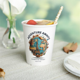 Erlebnis erwartet Moderne Globe Baby Dusche Papier Pappbecher