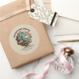 Erlebnis erwartet moderne Globe Baby-Dusche Runder Aufkleber