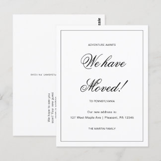 Erlebnis erwartet neue Ankündigung zur Adressenver Postkarte