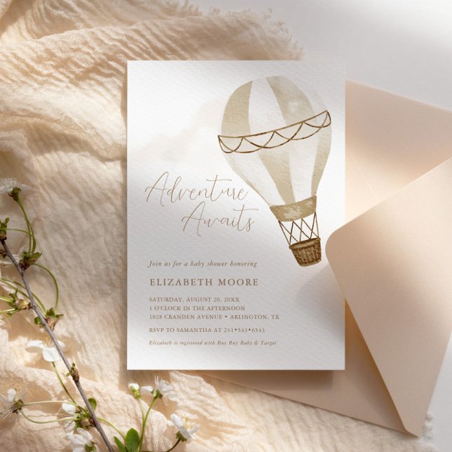 Erlebnis erwartet neutraler Ballon | Babydusche Einladung (Von Creator hochgeladen)