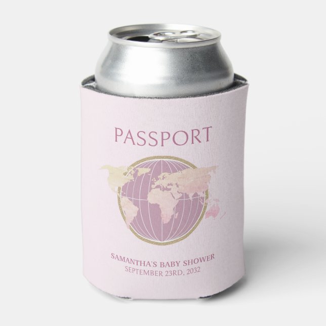 Erlebnis erwartet Passport-Themed Baby-Dusche Dosenkühler (Kanne Vorderseite)