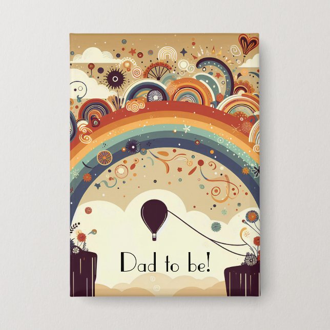 Erlebnis erwartet Regenbogen-Vater Button (Vorderseite)