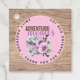 Erlebnis erwartet rustikale violette Blumen Babydu Geschenkanhänger