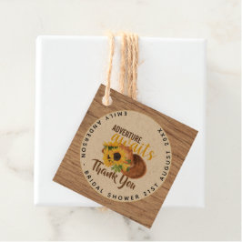 Erlebnis erwartet Rustikales Sonnenblumen-Brautpar Geschenkanhänger