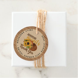 Erlebnis erwartet Rustikales Sonnenblumen-Brautpar Geschenkanhänger