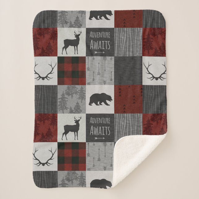 Erlebnis erwartet Sherpa Blanket - Rot/Grau Sherpadecke (Vorderseite)