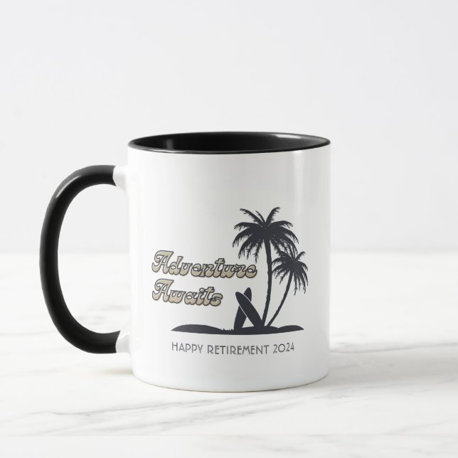 Erlebnis erwartet Tropical Beach Happy Rente Tasse (Links)