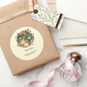 Erlebnis erwartet Vintage Globe Babydusche Runder Aufkleber