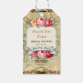 Erlebnis erwartet Vintage Rose der Weltkarte Geschenkanhänger