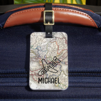 Erlebnis erwartet Weltkarte für Reisende Gepäckanhänger