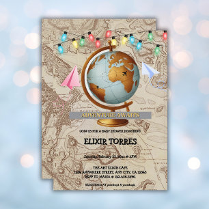 Erlebnis erwartet World Map Baby Shower Einladung