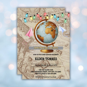 Erlebnis erwartet World Map Baby Shower Einladung