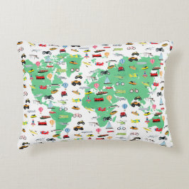 Erlebnis erwartet World Map Vehicles Dekokissen