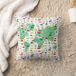 Erlebnis erwartet World Map Vehicles Kissen