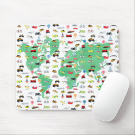 Erlebnis erwartet World Map Vehicles Mousepad