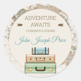 Erlebnis erwartet World Travel Map Modern Runder Aufkleber