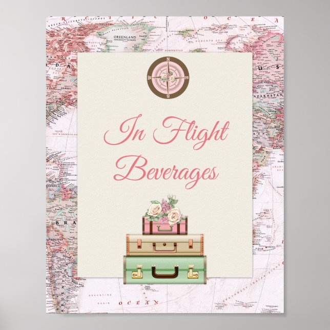 Erlebnis erwartet World Travel Map Rosa Elfenbeink Poster (Vorne)