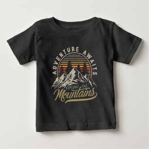 Erlebnis wartet Erkundung Die Vintagen Berge Baby T-shirt