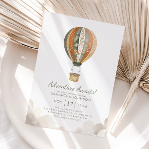 Erlebnis wartet Herbst Hot Air Ballon Babydusche Einladung