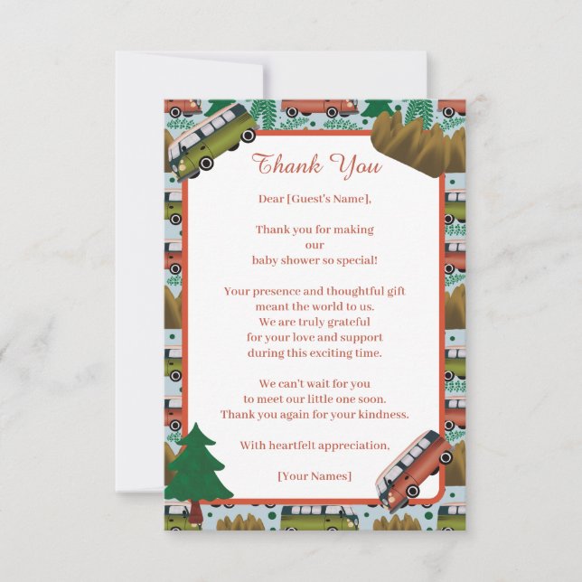 Erlebnisangebote: Camper Baby Boy Shower Dankeskarte (Vorderseite)