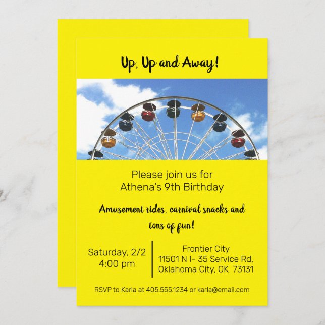 Erlebnispark Ferris Wheel Einladung (Vorne/Hinten)