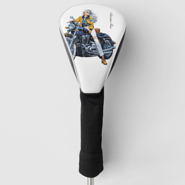 Erlebniszeit Motorradfahrer Golf Head Cover Headcover (Vorderseite)