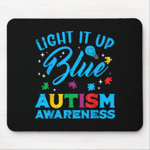 Erleuchte Blau Autismus-Bewusstsein ASD-Unterstütz Mousepad