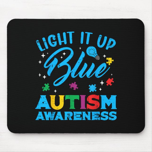 Erleuchte Blau Autismus-Bewusstsein ASD-Unterstütz Mousepad (Vorne)