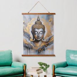 Erleuchteter Buddha Wandteppich Mit Holzrahmen