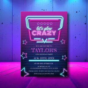 Erleuchtung der dunklen Neon Lila Blau am Geburtst Einladung