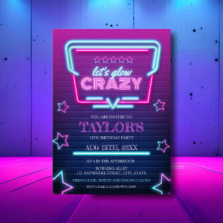 Erleuchtung der dunklen Neon Lila Blau am Geburtst Einladung