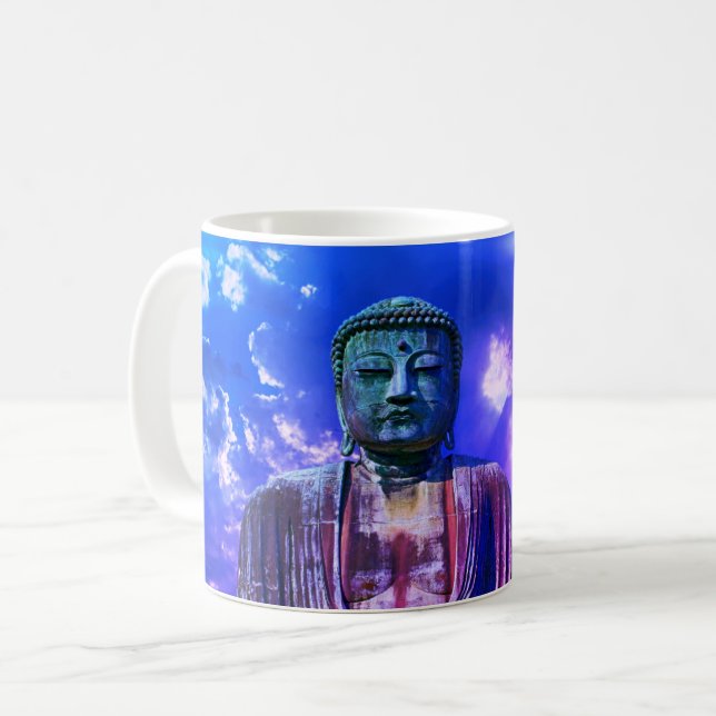 Erleuchtung vermittelt Buddha Statuenfarbe Kaffeetasse (Vorderseite Links)
