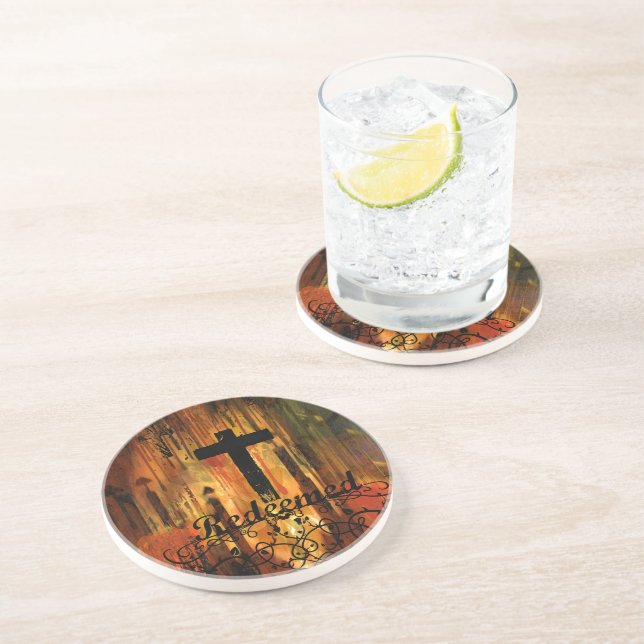 Erlöste Cross Coasters Sandstein Untersetzer (Seite)