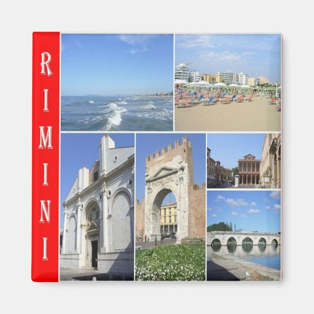 ERM023 RIMINI, Mosaik, Italien, Kühlschrank Magnet (Vorne)